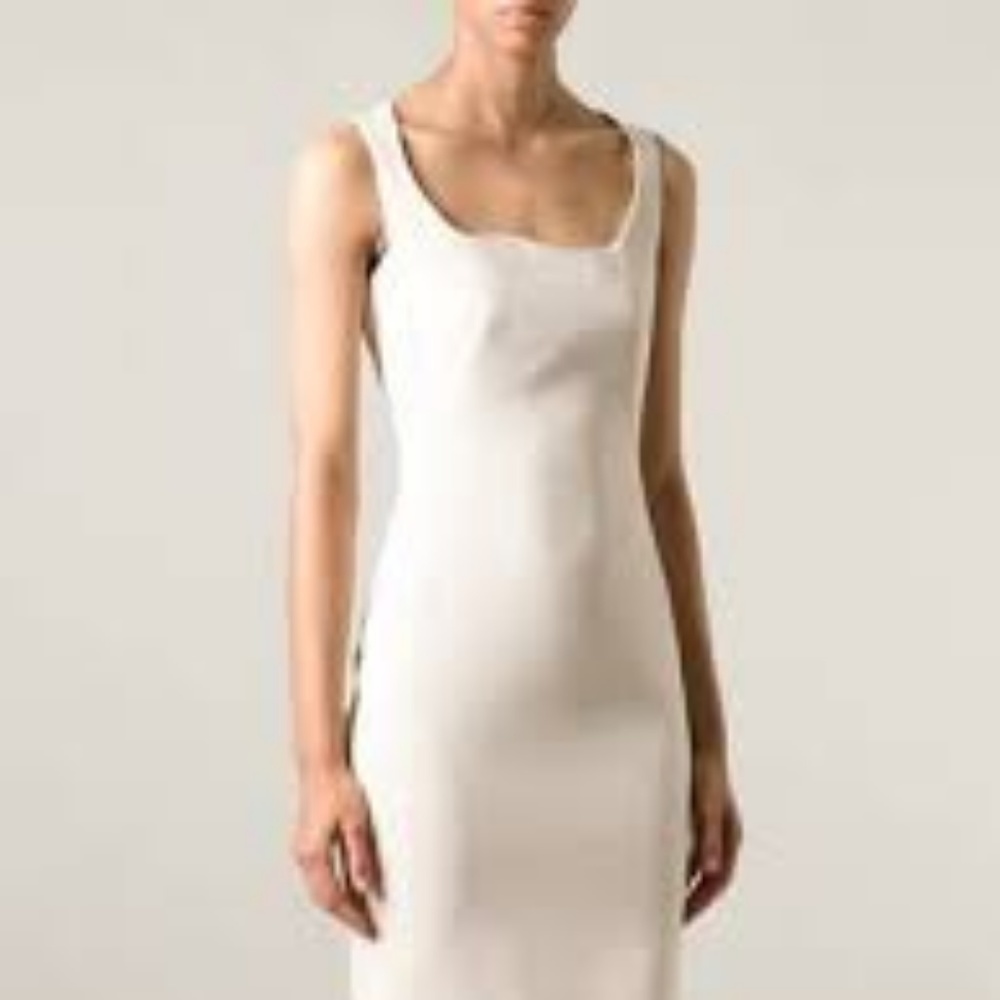 PAULE KA PARIS CREAM SLEEVELESS PENCIL DRESS